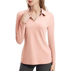 FKEEP Women's Tennis Golf Shirt Long Sleeved Top Sport Activewear V-Neck Workout Athletic, XS