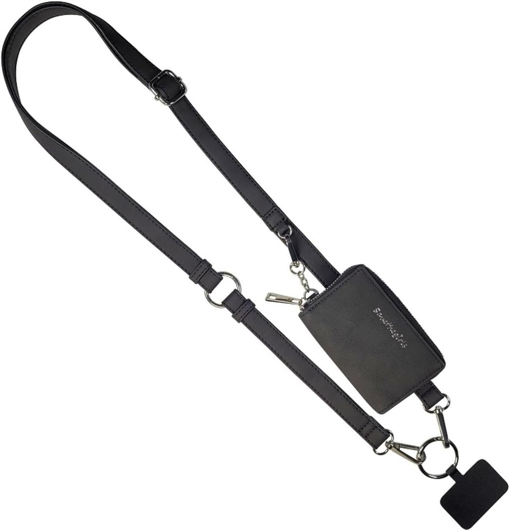 Save the Girls Clip and Go Brushed Vegan Phone Lanyard - Crossbody Phone Case with Pouch, Adjustable and Removable Strap