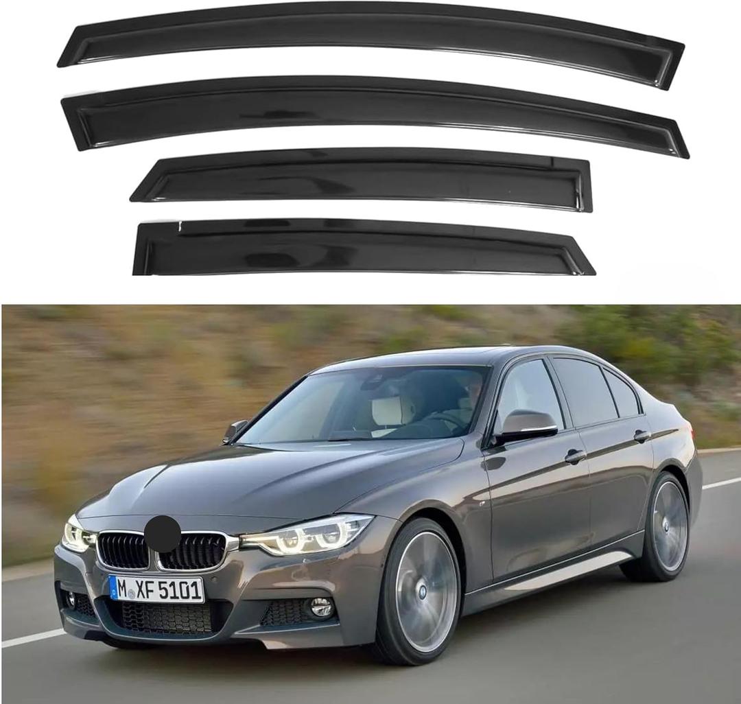 IG Window Visors Fit for 2012-2018 BMW 3 Series Sedan, Out-Channel Rain Guards Vent Wind Deflectors 4PC, Car Accessories for 12-18 BMW 323 325 328 330 335 M3