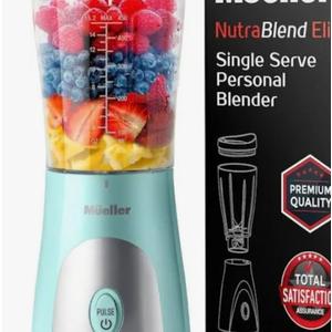 Mueller Personal Blender for Shakes and Smoothies with 15 Oz Travel Cup and Lid, Juices, Baby Food, Heavy-Duty Portable Blender & Food Processor, Turquoise Set Of 4