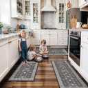 Washable 4-Piece Kitchen Floor Mats: Farmhouse Non-Slip Kitchen Sink Rug Easy Clean Water-Resistant Runners for Hallway Bathroom Soft Decorative Carpet for Pet Feeding Area(2x3+2x4+2x5+2x6,Black)