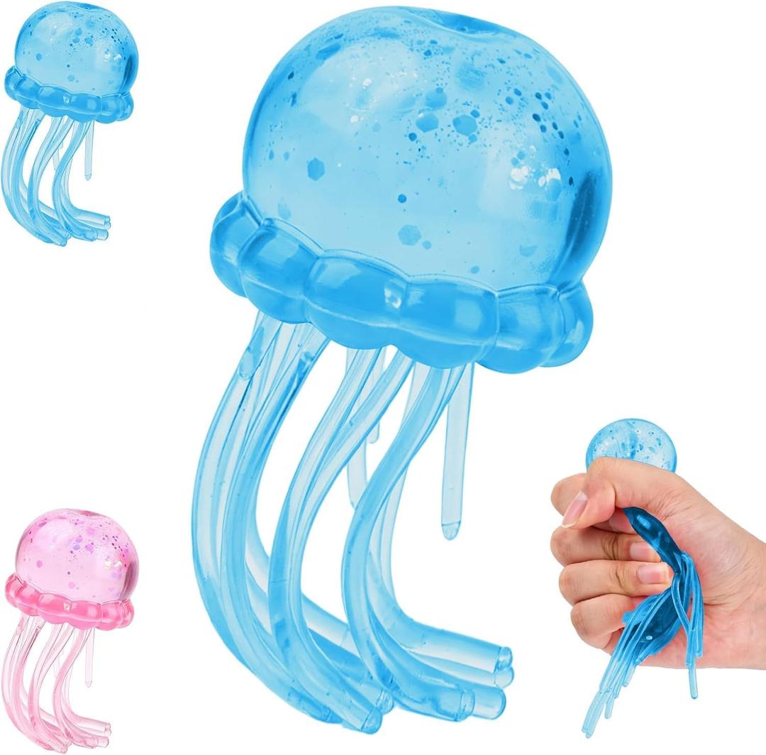Jellyfish Squeeze Toys, Jellyfish SquishyDrop Malt Sugar Balls Relieve Stress, Sensory Toy with a Super Solid Squish for Adult, Squishy Ultra Squishy and Moldable Slow Rise (Blue)