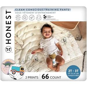 The Honest Company Clean Conscious Training Pants for Sensitive Skin | Hypoallergenic, Fragrance Free | Rompin' & Stompin' + Diggin' It | Size 2T/3T (up to 34 lbs), 66 Count