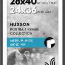 Americanflat 28x40 Poster Frame with Polished Plexiglass - Use as 24x36 Frame with Mat or Display 28x40 Photo Without Mat - Hudson Collection - Wide Picture Frames for Wall Display - Black