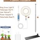 Aokrean Grow Light, 48 LEDs Full Spectrum Plant Lights for Indoor Growing, Height Adjustable Wood Grain Plant Grow Light with Base, 3 Optional Spectrums, Auto Timer 6/12/16Hrs, 5 Brightness