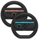 TIIKKASI Controller Steering Wheels Compatible with Switch 2 Console (2025) Joy Controller 2 - Racing Gaming Accessories, For Men Boys Family Party Kart Games 2 Pack, Black & Black