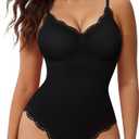 Nebility Bodysuits for Women Lace Bodysuit Thong Shapewear Tummy Control Sleeveless Going Out Cami Tank Tops Body Suit, M