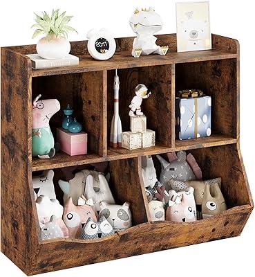 IDEALHOUSE Toy Bookshelf and Bookcase, Multi Shelf with Cubby Organizer Cabinet for Storage Books and Toys, for Bedroom, Playroom, Hallway (Wood)