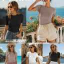 Ficerd 3 Pack Women's Ribbed T-Shirts, Cotton Short Sleeve Basic Tees Crewneck Fitted Tops Casual Shirts 2026 Summer Trendy (Black)