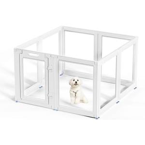 Clear Acrylic Dog Playpen Transparent Dog Playpen Indoor, Easy Assemble Clear Pet Pen for Puppy Bunny Cat Pig, Sturdy & Easy Cleaning Plastic Dog Puppy Fence (23.6" H, 8PCS)