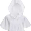 Heliltd Medieval Renaissance Gothic Vintage Cloak with Hood Unisex Hooded Cowl Halloween Assassin Priest Monk Cosplay Costume, M, White