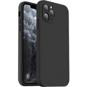Vooii Compatible with iPhone 11 Pro Max Case, Upgraded Liquid Silicone with [Flat Edges] [Camera Protection] [Soft Anti-Scratch Microfiber Lining] Phone Case for iPhone 11 Pro Max - Black