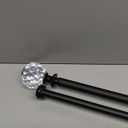 EXCLUSIVE HOME Crystal Ball Double Curtain Rod and Finial Set, Adjustable Matte Black, 36"-72"