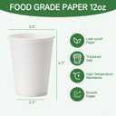 1000 Pack 12 oz Paper Cups - Disposable, White Hot Beverage Drinking Cups, Perfect for Party, Picnic, Travel, and Events