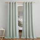 NICETOWN Linen Flax Semi Sheer Curtains 94" Length, Grommet Window Treatments Privacy Added with Light Penetration Vertical Drapes for Loft/Home Office, Sage Green, W55 x L94, 2 Panels