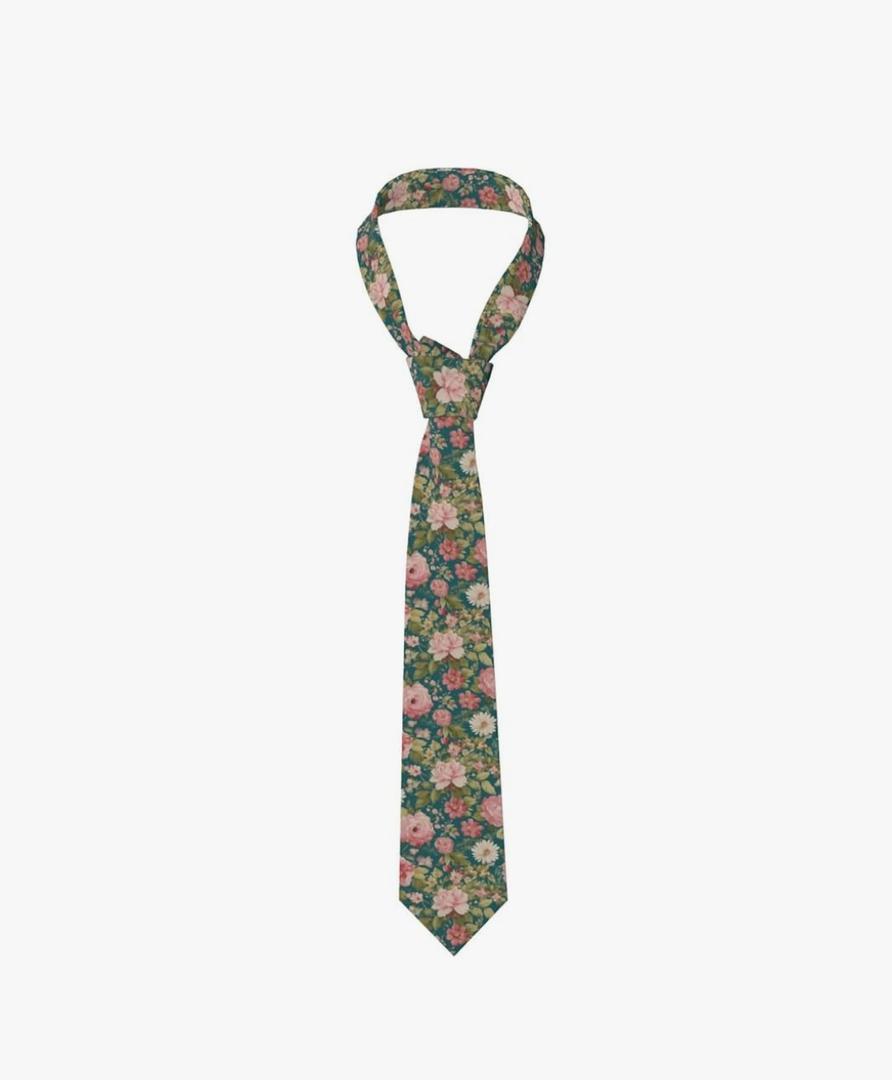 No Brand Blossom Flower Print Men'S Necktie, Polyester Tie For Business, Wedding, Presents, Comfort Design