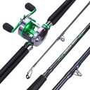 Sougayilang Catfish & Saltwater Surf Combo – 2-Piece Medium Heavy Casting Rod with Conventional Reel, 6+1 Bearings, Aluminum Uplock Seat for Catfish, Salmon, Striper, Bluefish(7'/7'6''/8'), 8'0''-400 left hand