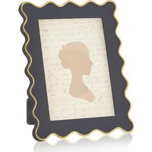 5x7 Inch Black Scalloped Picture Frame Cute Wavy Edge Wooden Wave Scallop Photo Frame for Desktop Display Home Decor Family Friends Wedding Graduation Gifts