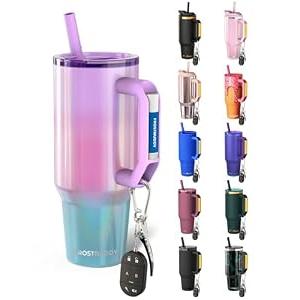 Thicc Buddy - 40 oz Stainless Steel Vacuum Insulated Tumbler with Lid and Straw for Water - Travel Mug Cupholder Friendly - Gifts for Women Men Him Her (Cotton Candy)