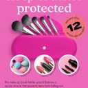 2 x Embla Makeup Brush Holder Travel Cosmetic Case Pouch, Soft Silicone Cosmetic Bag Make Up Brushes Holder with Secure Snap Closure, Travel Makeup Brush Case, Fuchsia