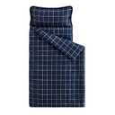 Wake In Cloud - Toddler Nap Mat with Pillow and Blanket, for Kids Boys Girls in Kindergarten Daycare Preschool Pre K, Roll Up Sleeping Bag, Gingham Plaid Grid Checkered, Navy White, Extra Long