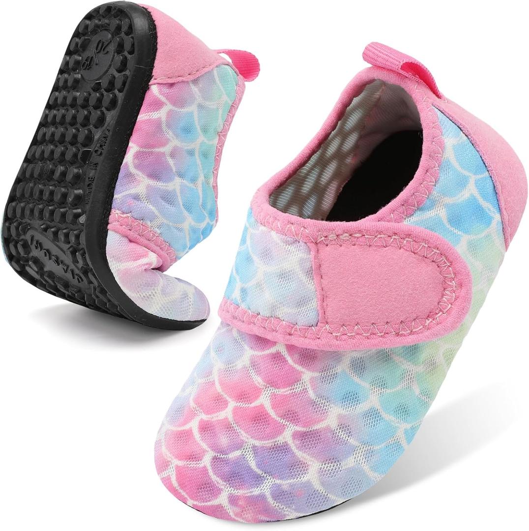 Barerun Baby Girls Boys Water Shoes Swim Barefoot Water Sport Aqua Socks for Beach Pool Swim Sand (0-6 Months Infant, Pinkblue)