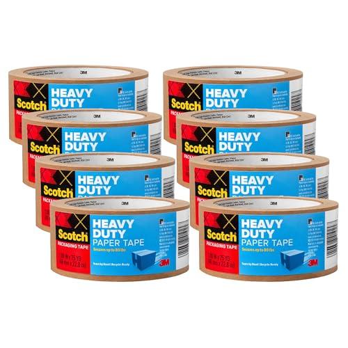 Scotch Box Lock Paper Packing Tape, Kraft Brown, Extreme Grip Kraft Paper Tape That Recycles with The Box, Moving Supplies, 1.88 in. x 25 yd., 1 Tape Roll (3 Pack)