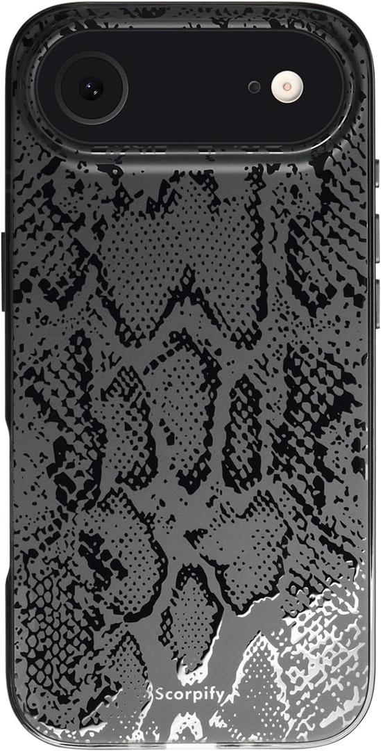 SCORPIFY for iPhone 17 Air Case [Compatible with MagSafe] with Matte Black Snake Print Design, Cute Magnetic Phone Cover for Women Girls and Men, Slim Shockproof Bumper