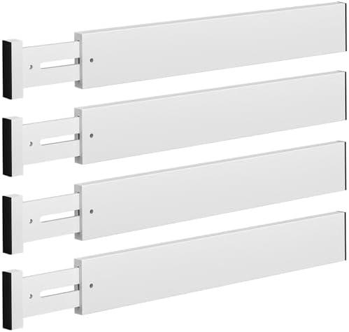 DUCOO 7 Pack Drawer Divider, 17"-22" Adjustable Bamboo Drawer Dividers Organizers, Expandable Separators for Kitchen, Clothes, Dressers, Home, Office, White