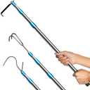 Truck Cargo Grabber - 6.3 Ft Heavy Duty Truck Accessories Telescoping Pole with 3 Hooks, Reach Retriever Tool for Pickup Trucks Bed, Accessories, and More (Blue)