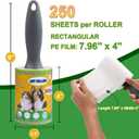 Lint Roller Pet Hair Value Pack of 500 Sheets, Extra Sticky Lint Remover for Dog & Cat Fur, Clothes, Furniture, Couches Reusable Rollers for Fuzz, Fluff & Hair (White, 2 Count / 500 Sheets)