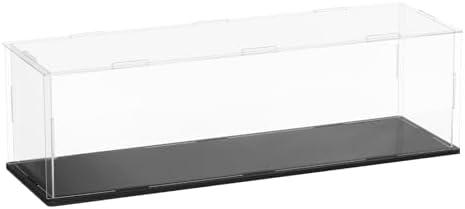 uxcell Acrylic Clear Display Case for Collectibles Self-Assemble Display Clear Boxes with Black Base Dustproof Countertop Storage Box for Collectible Figures, 13.8 x 3.9 x 3.9 Inch