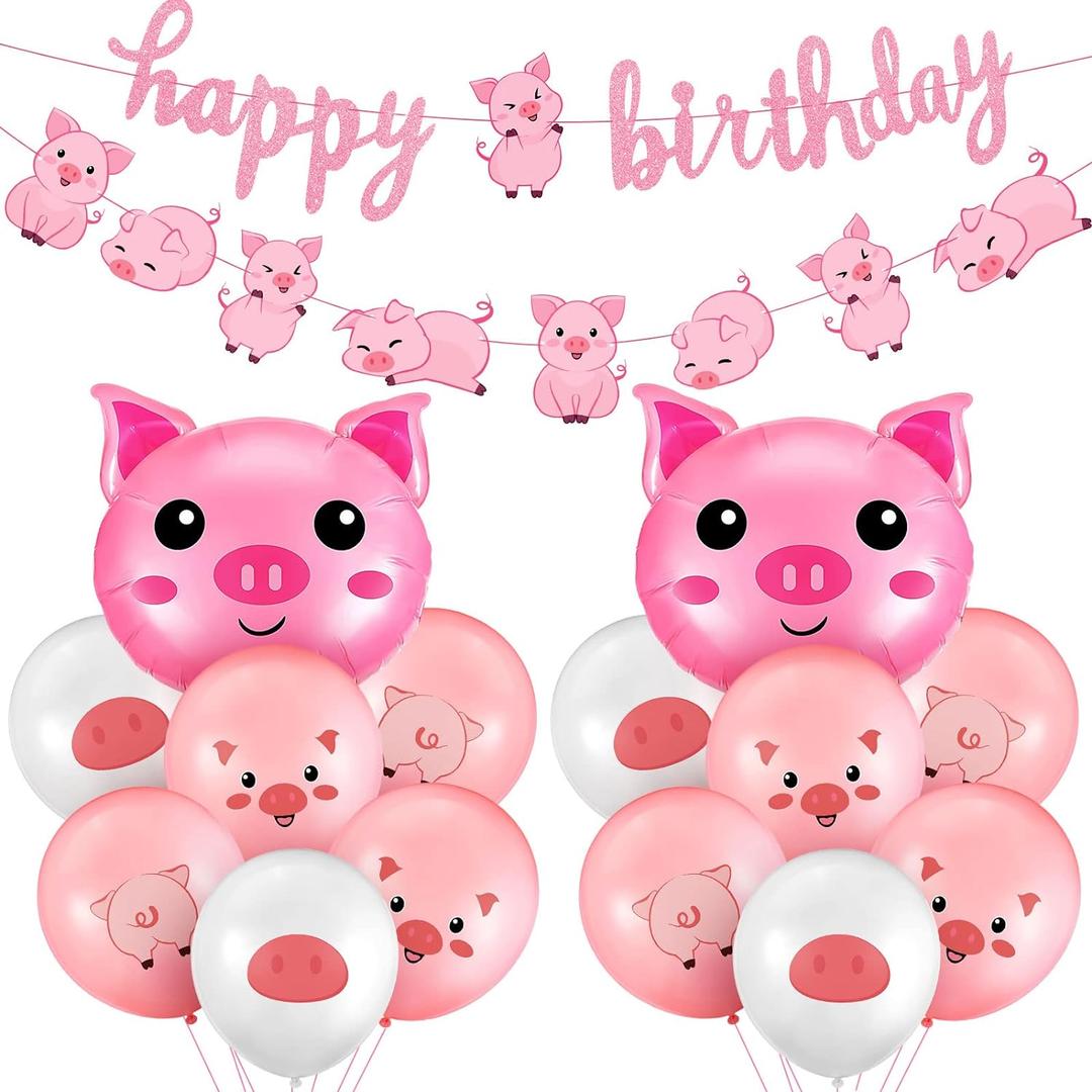 34 Pcs Pig Birthday Party Decorations Pink Pig Farm Animal Birthday Banner Piggy Latex Balloons Jumbo Pink Piggy Head Foil Balloons for Baby Shower Decorations Farm Themed Party Supplies 34 Pcs Pig Birthday Party Decorations Pink Pig Farm Animal Birthday Banner Piggy Latex Balloons Jumbo Pink Piggy Head Foil Balloons for Baby Shower Decorations Farm Themed Party Supplies