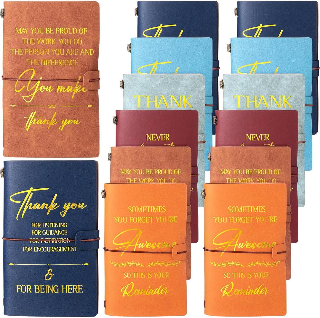 Chuangdi 18 Pack Employee Appreciation Gifts Bulk Faux Leather Journals Thank You Notebooks for Coworkers Staff Team Teacher Nurse Volunteer Recognition