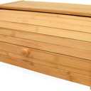 RoyalHouse Natural Bamboo Roll Top Bread Box Kitchen for Countertop Food Storage, Large