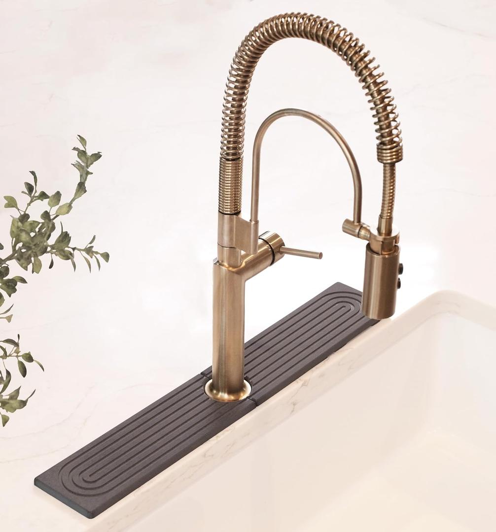 2 x Drying Stone Faucet Tray for Kitchen Sink | Diatomite Sink Tray | Super Absorbent Quick Drying Stone Mat | Kitchen Tray for Counter | Faucet Splash Guard for Bathroom Counter (Dark Gray, 23.6" x 3.9")