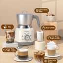 Milk Frother and Steamer, 6 in 1 Electric Foam Maker for Coffee, 16.9oz/500ml Milk Warmer for Latte, Macchiato, Cappuccino, Hot Chocolate Maker, Dishwasher Safe (White)