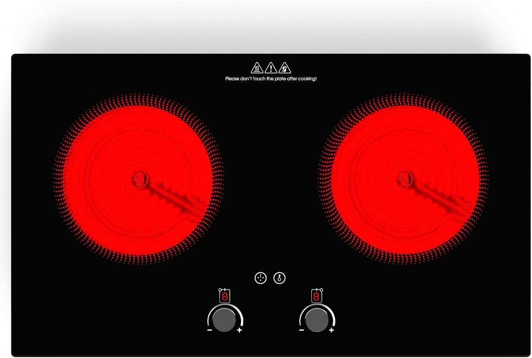VBGK Electric Cooktop,2400W Electric Stove Top,Countertop and Built-in Hot Plate with Child Safety Lock, Timer, LED touch Knob Control,Overheat Protection,110V 2 Burner Induction Cooktop