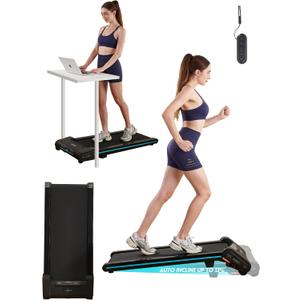 Treadmill with Auto Incline Walking Pad Underdesk for Home Office Potable Compact Running Machine Jogging Caminadora para Casa Up to 13% 6 Levels with Remote Control Indoor Fitness Black