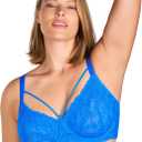 HSIA Minimizer Bras for Women Full Coverage, Unlined Lace Sexy Plus Size Underwire Bra for Large Breasts (Blue, XL)