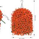HyeFlora Artificial Fake Hanging Flowers Plants Baskets for Winter Christmas Outdoor Outside, Faux Silk Orange Daisy in Planter UV Resistant Orchid for Home Porch Garden Yard Patio Decor