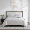 Vera Wang - Queen Comforter Set, Soft Cotton Bedding w/Smooth Cotton Percale Reverse, Lightweight for Year Round Comfort, 3 Piece Bed Set w/Matching Pillowcases (Woven Tucks Beige)