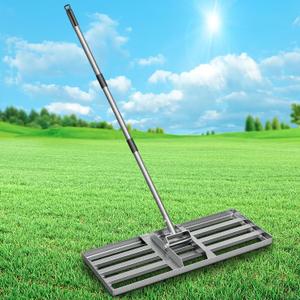 Lawn Leveling Rake, 30"x10" Heavy Duty Leveling Rake for Soil, Sand, Compost, Gravel, Steel Lawn Leveler with Adjustable Handle, Level Yard Tool for Backyard, Garden, Farm, Golf Course