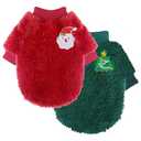 Dog Christmas Sweater for Small Dogs 1-3lbs Warm Fleece Cat Puppy Christmas Sweaters Dog Holiday Clothes for Dogs Like Chihuahua Yorkie Xmas Outfit 2 Pack (Xmas Red, Green, XXS)