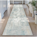 2x7 Washable Runner Rug Blue Cream Abstract Non Slip Soft Low Pile Hallway Kitchen Rug Neutral Modern Carpet for Laundry Bathroom Bedroom Living Room Home Decor