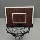 Laapee Indoor Basketball Hoop Mini Set – Wall Mount，Over The Door Dark Wood Backboard & Iron Rim, AntiShock Padding, 3 Balls & Air Pump, 16"x12"x3" (NoScore Version)