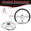 14Inch D-Shape Universal Steering Wheel 3Spoke 6Hole 50mm Deep Dish