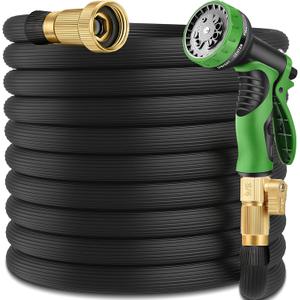 100 ft Garden Hose - 2025 New Upgraded Flexible Water Hose - Ultra Lightweight Kink-free Car Washing Pipe with 10 Function Sprayer and 3/4" Solid Brass Fittings - Durable,Leak proof Garden Hoses