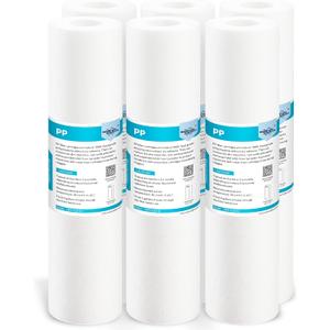 Membrane Solutions 10 Micron Sediment Water Filter Replacement Polypropylene Cartridge 10"x 2.5" for Whole House RO System, Compatible with AP110, GE FXUSC, WHKF-GD05, Culligan P5-6 Pack