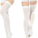 2Pairs Ted Hose Compression Stockings for Women and Men, Anti Embolism Compression Stockings, Surgical Compression Stocking, 15-20 mmHg Compression TED Hose with Inspect Toe Hole (Thigh High, M)